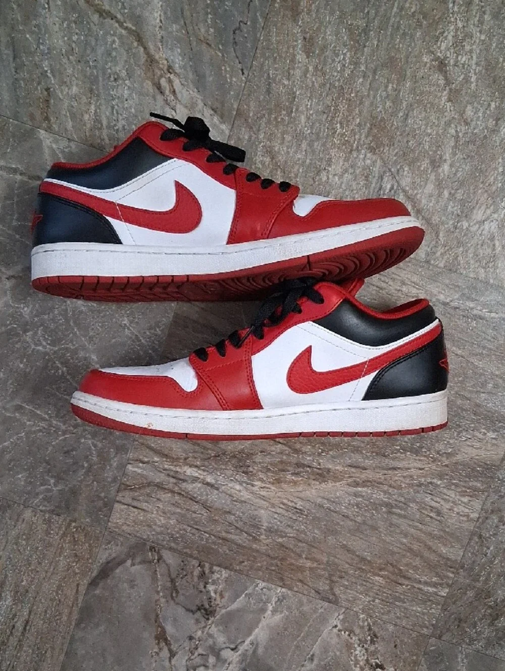 Jordan White and Gym Red Low Sneakers